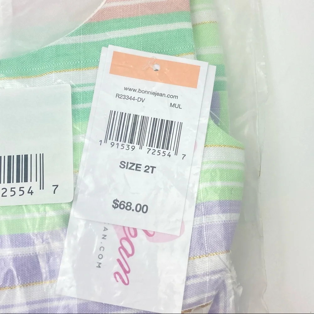 BONNIE JEAN Toddler Little Girls Striped Linen Spring Dress NWT - Picture 9 of 12